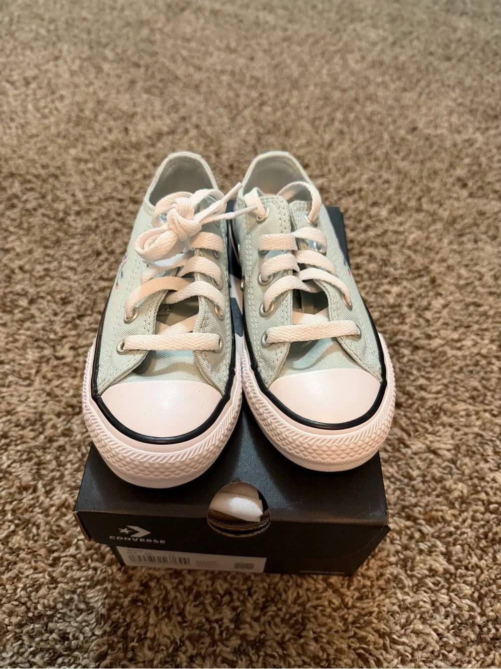 Converse Kids Low-Top Sneakers in Mint Green and White